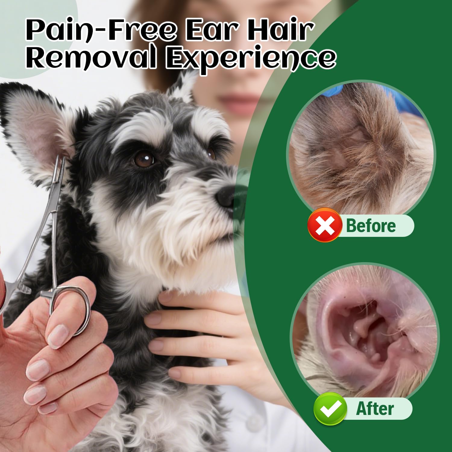 EcoStylife Dog Ear Hair Removal Tool – 30g Ear Powder, 5.5" Hemostat & Electric Dog Ear Trimmer – Helps Reduce Wax & Odor – Grooming Kit for Schnauzers, Poodles & Breeds with Ear Hair