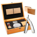 Naked Armor Merlin Straight Razor Kit, Straight Razor Shaving Kit for Men with Japanese Stainless Steel 7/8 Blade, Leather Strop, Shave Soap, Shaving Brush, Strop Paste, Leather Case, Gift Box, Silver