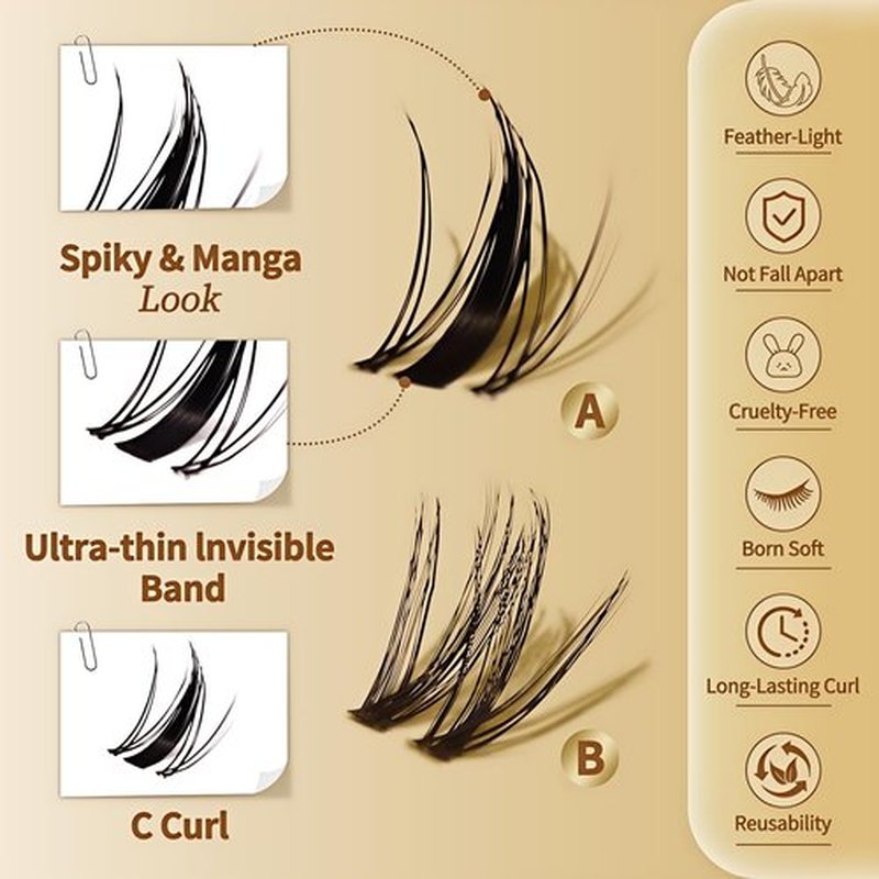 FEEGO Natural Lash Extension Kit 168Pcs Lash Clusters Kit Wispy Eyelash Extensions Individual Lashes Extensions with Bond and Seal Lash Glue and Eyelash Extension Tweezers DIY (MAGIC GIRL KIT A)