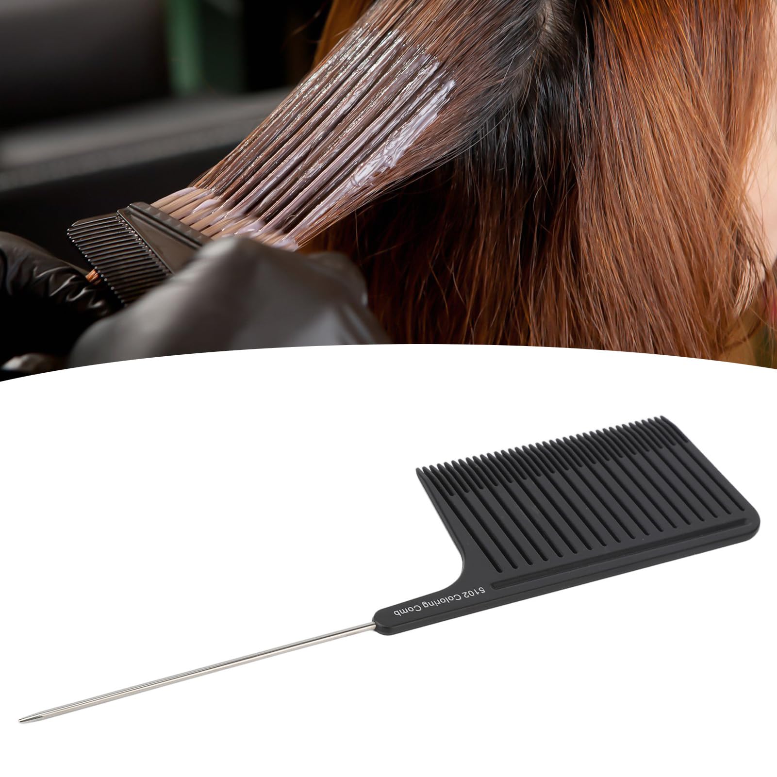 Hair Highlight Comb, Professional Hair Stylist Comb with Stainless Steel Rat Tail, Ergonomic Design, Use, Premium Material, Practical and Versatile for Home and Salon (Black)