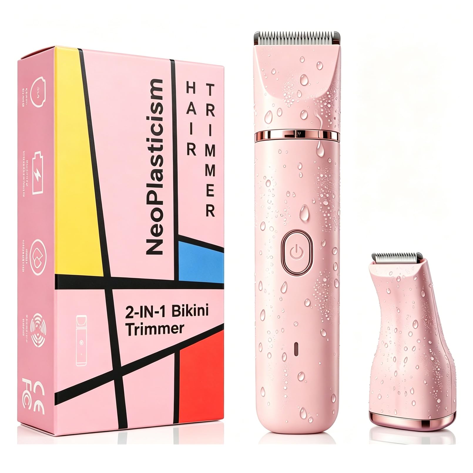 Bikini Trimmer for Women, 2-in-1 Electric Razors Shaver,Rechargeable Ladies Bikini HairTrimmer Removal with Snap-in Ceramic Blades IP7X Washatble
