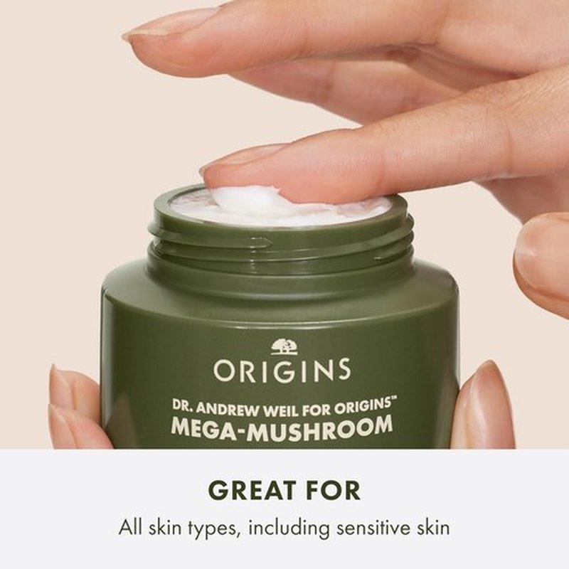 Origins Mega-Mushroom Soothing Cream - Visibly Soothes Skin with Reishi Mushroom, 1.7 Fl Oz