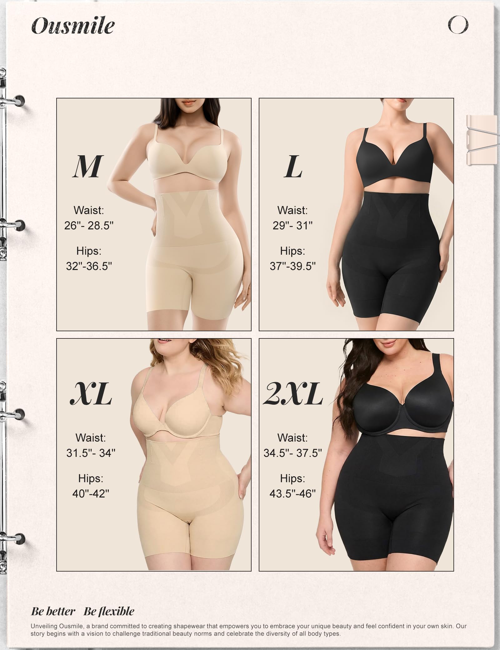 Ousmile Shapewear Tummy Control High Waist Shapewear for Women Girdle Thigh Slimmer & Seamless Shapewear Shorts