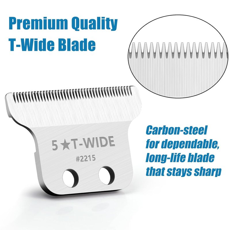 Wahl 5 Star Detailer Li Trimmer Blades - Adjustable Stainless Steel Zero-Gap T Wide Replacement | Silver