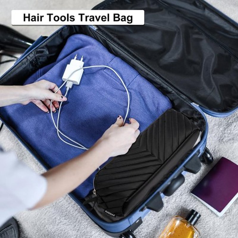 Hair Tools Travel Bag for Shark Flexstyle Dyson, Quilted Case Organizer Bag, Gift for Women Hair Accessories Storage Bag, Travel Hairdryer Portable Bag for Women, Black