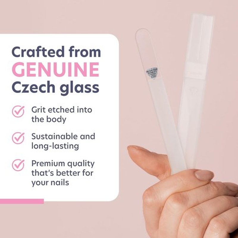 Bona Fide Beauty Czech Glass Nail File - Crystal Fingernail File with Clear Hardcase | Perfect Gift for Women