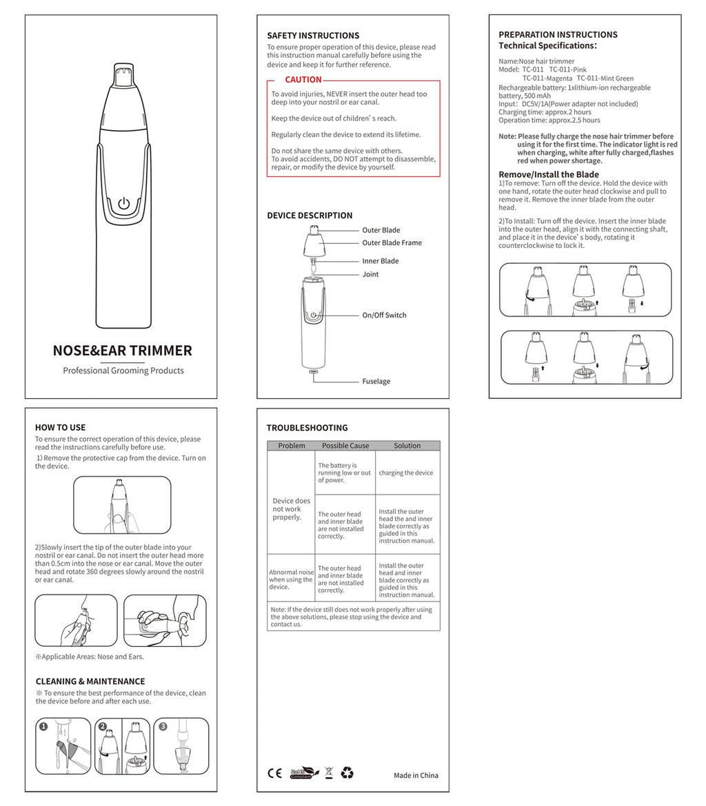 ZORAMI Rechargeable Ear and Nose Hair Trimmer - 2026 Professional Painless Eyebrow & Facial Hair Trimmer for Men Women, Powerful Motor and Dual-Edge Blades for Smoother Cutting Black