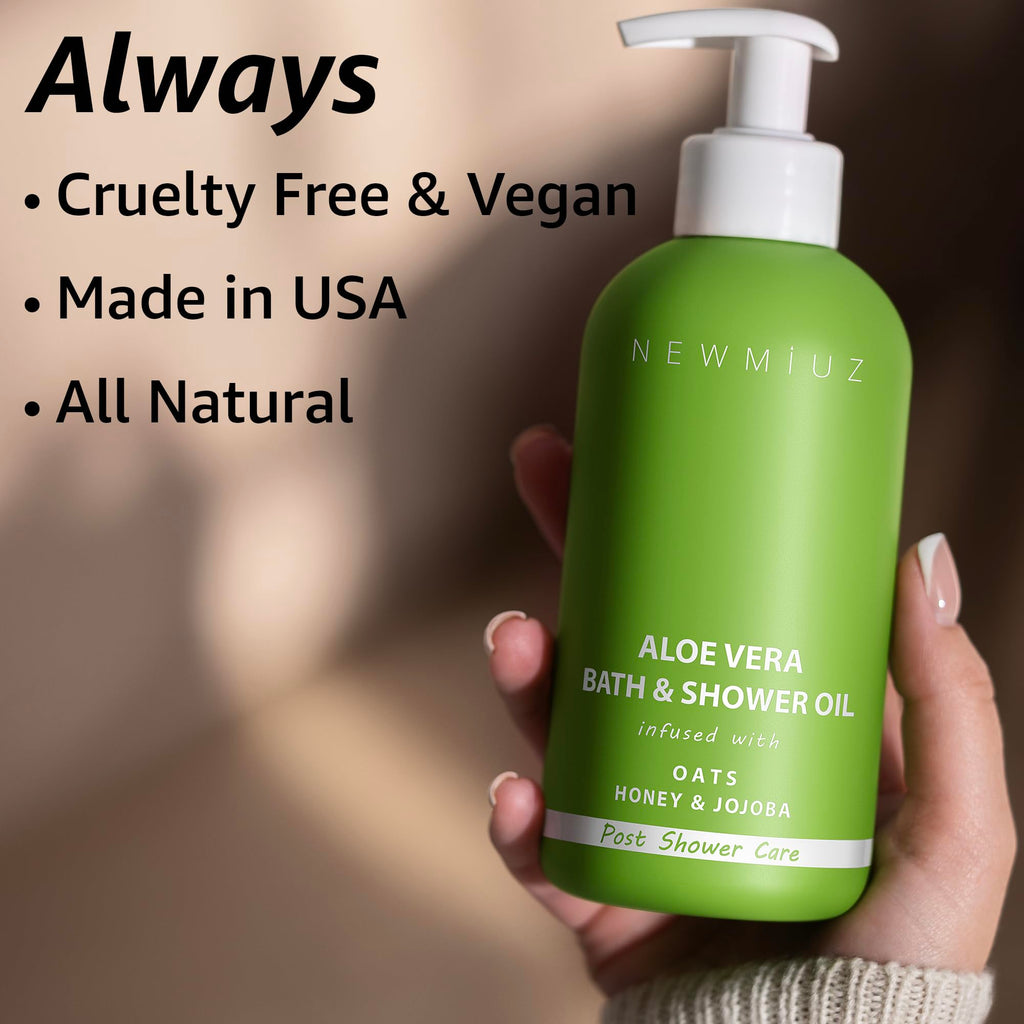New Miuz Aloe Vera In Shower Body Conditioner Natural Post Shower Care Moisturizer for Body Legs Soothing Bath Oil Honey Oats Jojoba Self Care Spa Gift