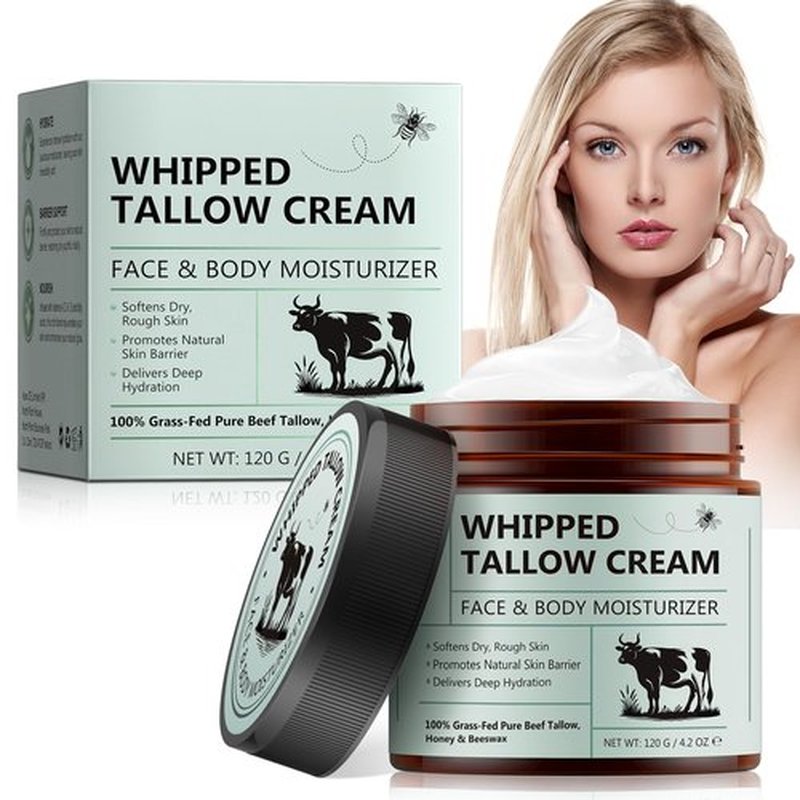 Akeeronn Beef Tallow and Honey Balm for Skin - Beef Tallow Cream(4.2 Oz),Tallow Face Moisturizer with Grass-Fed Pure Beef Tallow,Honey,Beeswax for Dry Face & Body, Natural Skin Care for Soft