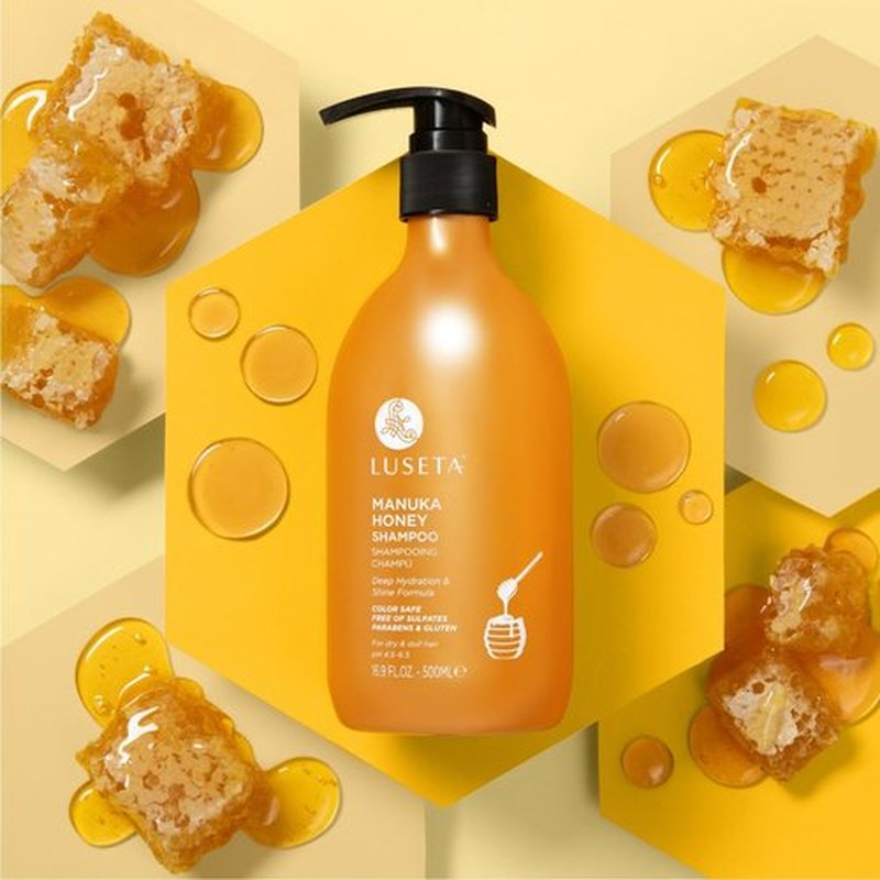 Luseta Manuka Honey Shampoo - Moisturizing Formula for Dry, Damaged Hair | Hydrates & Adds Shine - 16.9oz