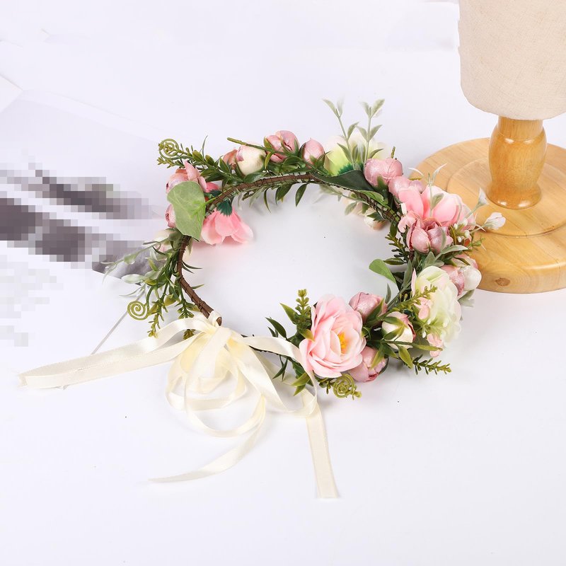 Vivivalue Wedding Flower Crown Flower Garland Headband Hair Wreath Floral Headpiece Halo Boho with Ribbon Party Prom Festival Photos