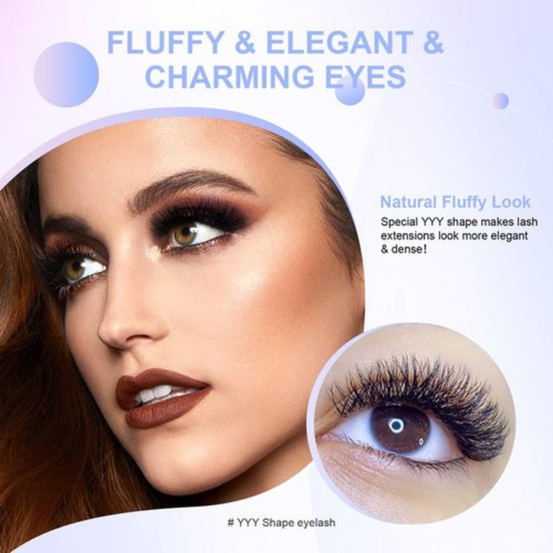 NAGARAKU 3 Tips Triple YYY Eyelash Extensions Supplies y lash 0.07mm D curl Mix Tray 8-15mm Premade 6D Easy Fan Russian Volume Faux Mink Matte 12 rows Wispies Crisscross Eye Lashes
