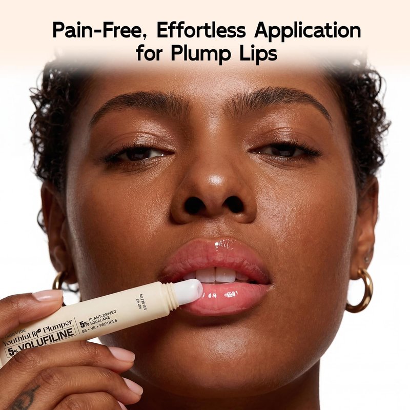 YouthVibe 5% Volufiline Lip Plumper, Nourishing & Anti Aging Over Time with Squalane, Shea Butter, Collagen, Peptide & PDRN - No Burning, No Tingling for Gentle Daily Plumping, 0.35 Ounce (Pack of 1)