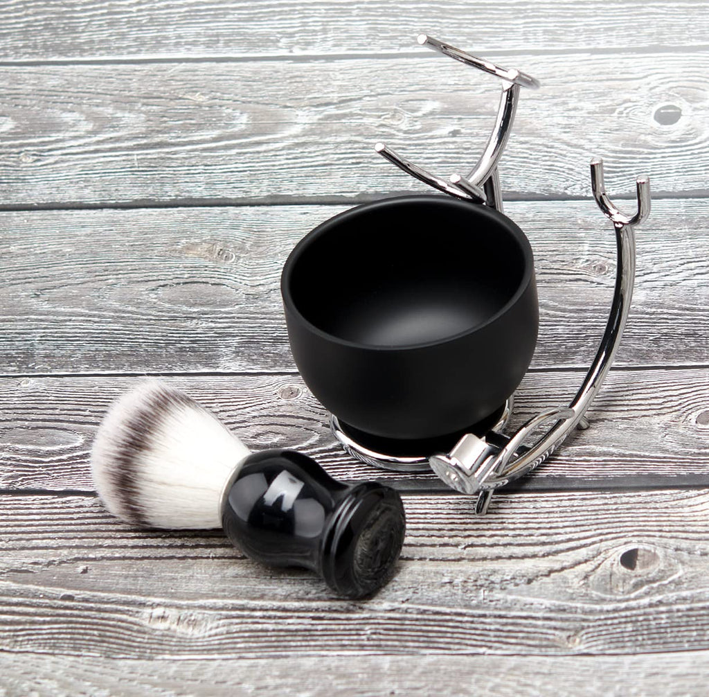 Grandslam Shaving Brush and Bowl Kit for Men, 3 in 1 Shaving Brush Set, Stainless Steel Shaving Bowl and Stand, Shaving Kit for Men