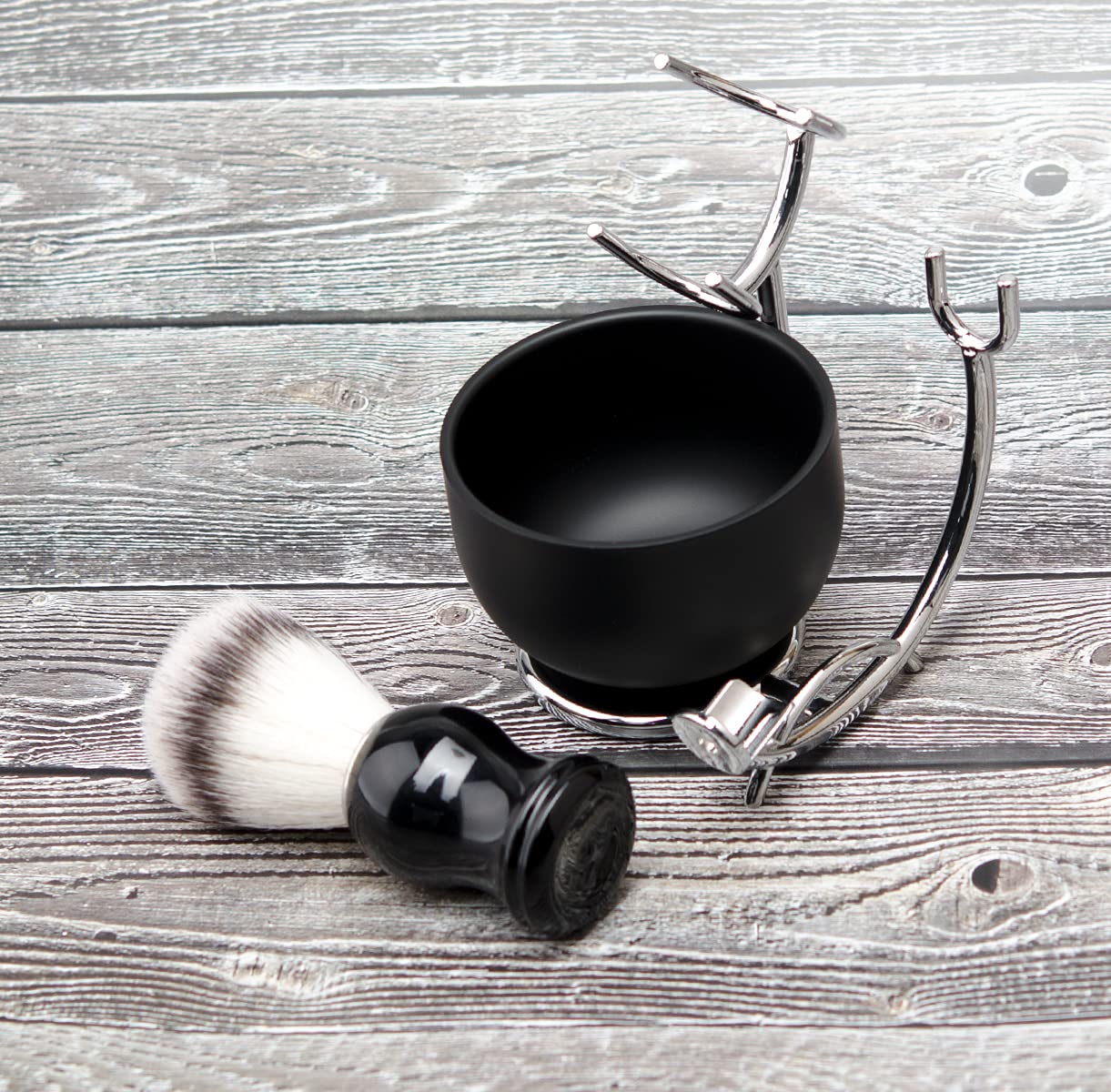 Grandslam Shaving Brush and Bowl Kit for Men, 3 in 1 Shaving Brush Set, Stainless Steel Shaving Bowl and Stand, Shaving Kit for Men