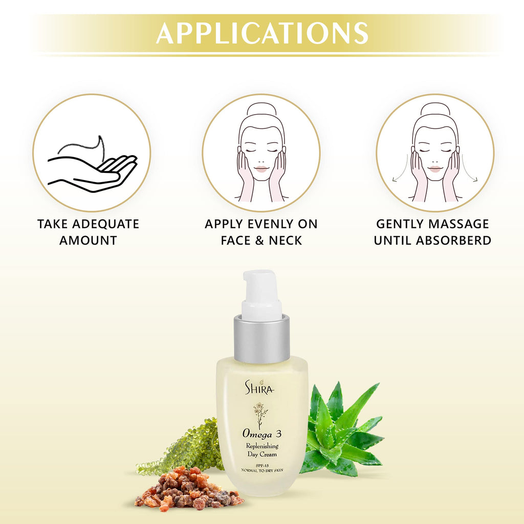 Shira Omega 3 Replenishing Day Cream 2oz – Anti-Aging Face Moisturizer for Normal to Dry Skin – Hydrating Day Cream Helps Reduce Fine Lines, Wrinkles, and Prevent Sun Damage – Nourishing Skincare