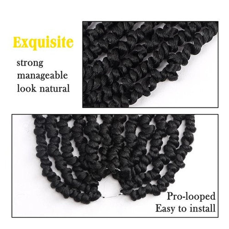 Passion Twist Hair - 24 Inch Passion Twist Crochet Hair For Women 8 Packs Crochet Pretwisted Curly Hair Passion Twists Synthetic Braiding Hair Extensions (24inch (pack of 8), 1B)