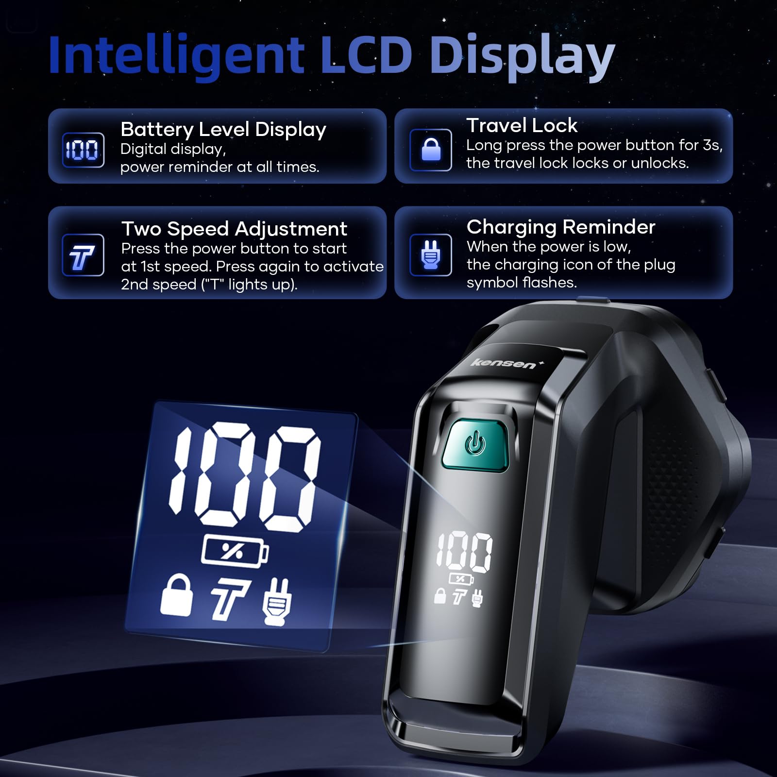 kensen 7D Head Shavers for Bald Men - Dual Speed Bald Head Shavers with LED Display, Electric Razor for Men IPX6 Waterproof Wet/Dry Shaving Head Razor Magnetic Head Balding Clippers for Men Black