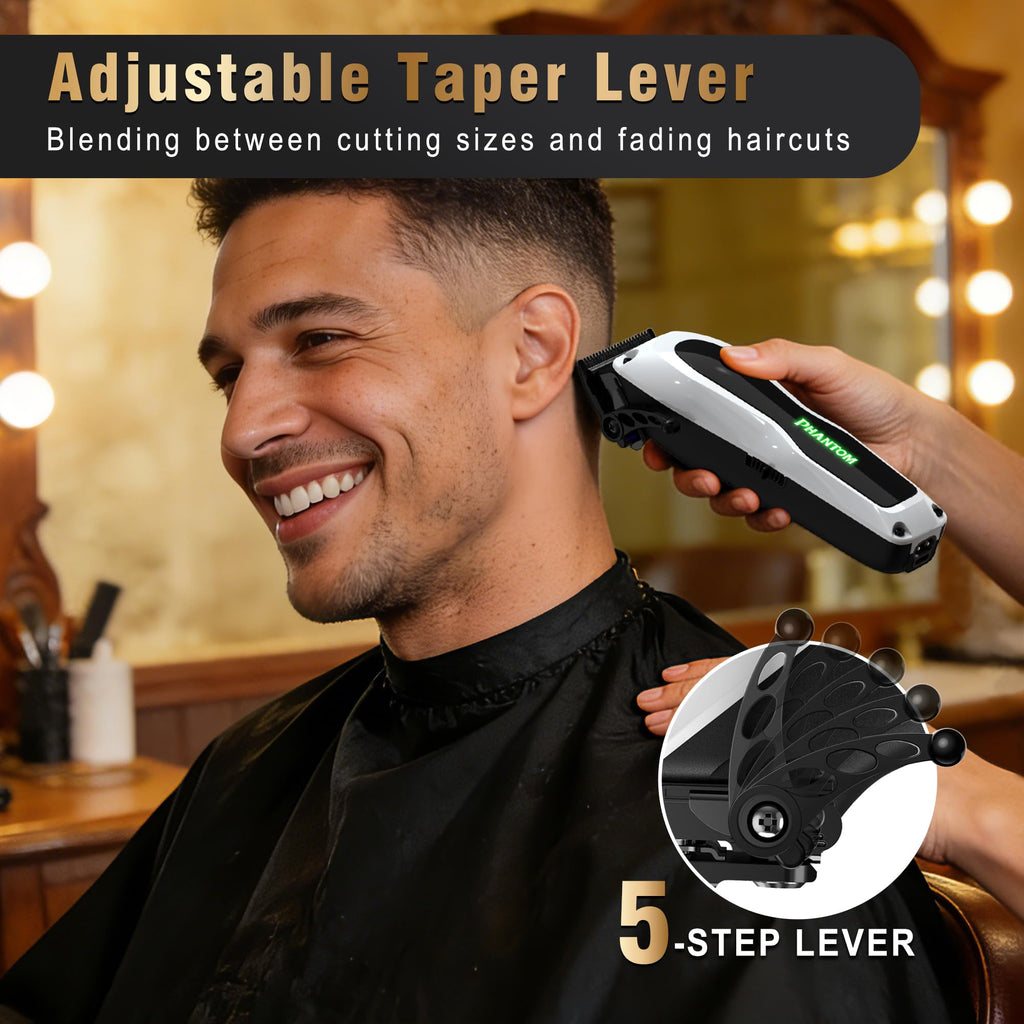 Phantom Professional Hair Clippers for Men, Cordless Barber Clippers & Trimmer Set with Magnetic Levitation Motor (Vector Motor), 13000 RPM DLC Blades, Zero-Gap Trimmer for Fades, Blends & Line Ups
