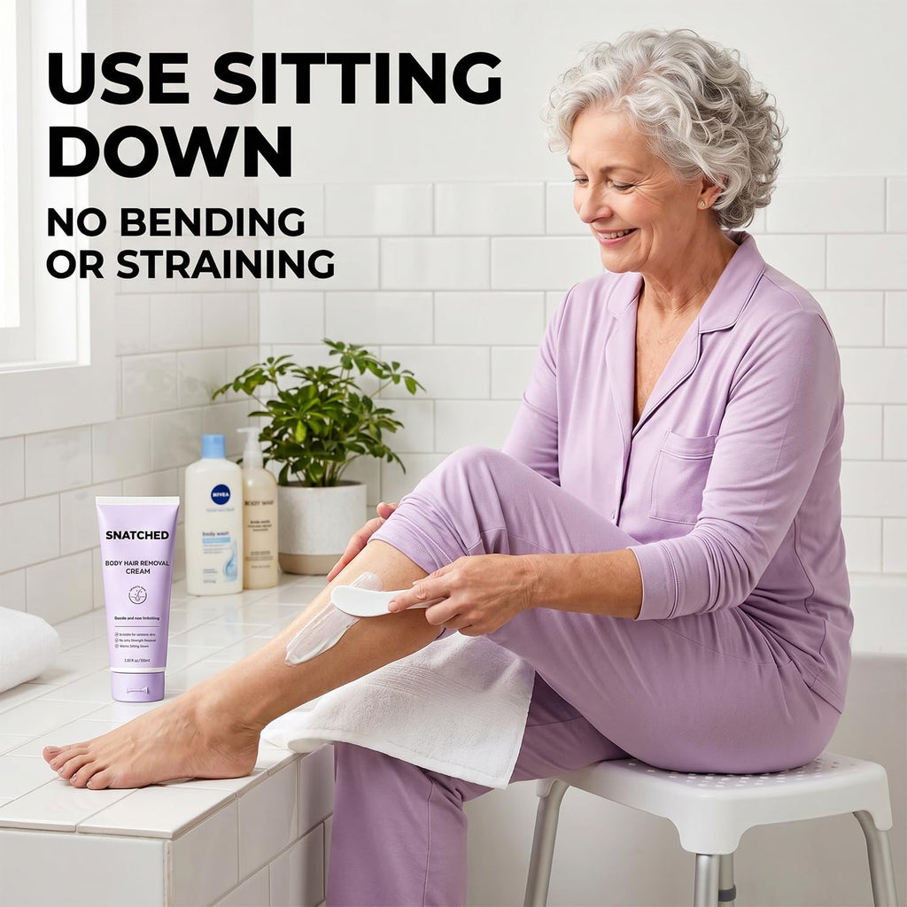 Snatched Hair Removal Cream, Body & Facial Hair Remover Cream for Woman Aged 65+ & Men, Gentle Hair Remover for Legs, Arms, Underarms, Stomach, Bikini Line (1Pc)