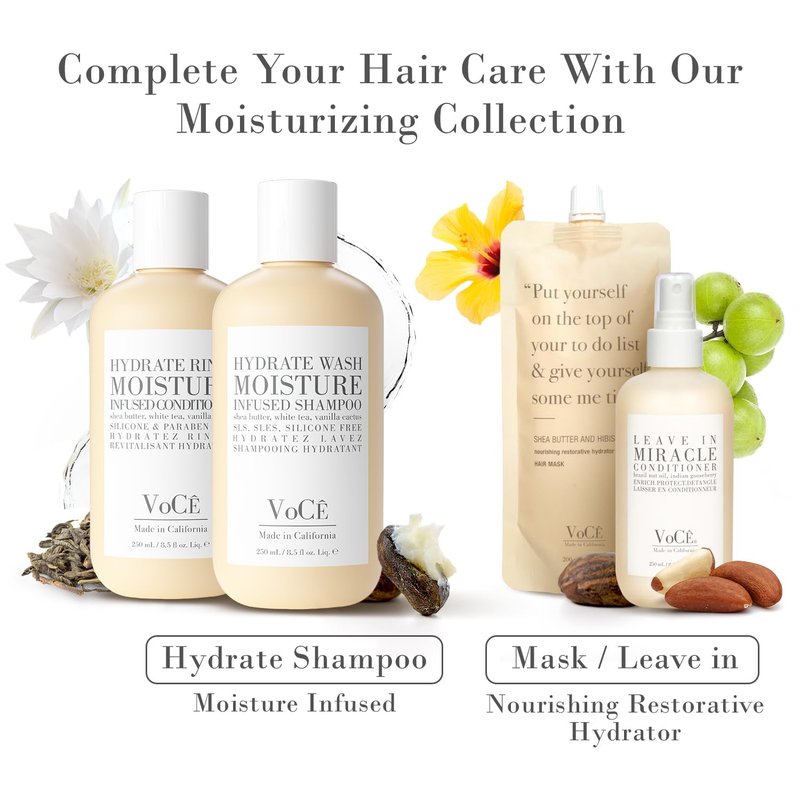 VoCÊ Haircare Natural Hydrating Conditioner - Deep Moisturizing, Anti-Frizz Formula | Vegan, Sulfate-Free, 8.5 oz