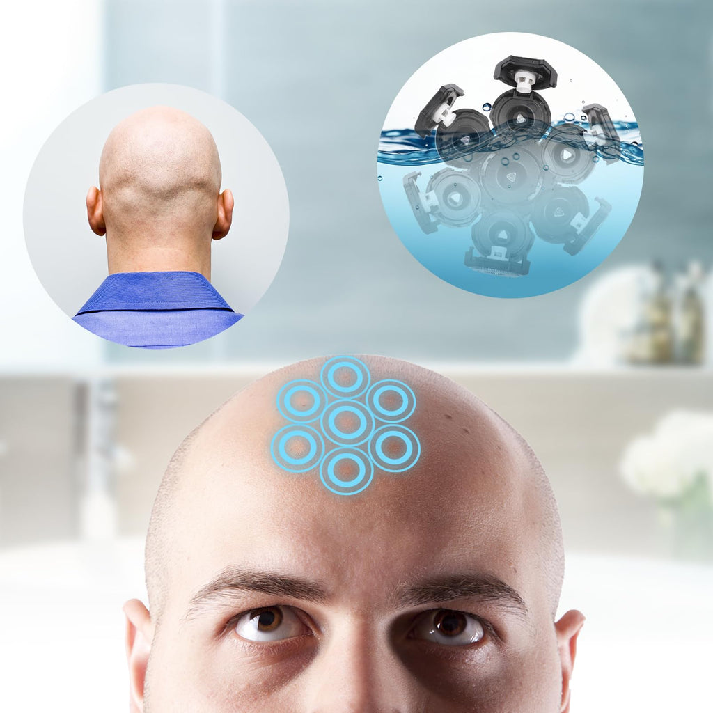 Wanocean 2 PC 7 Men's Electric Shaver Replacement Heads, Razor Head Shavers for Bald and Face, Shaving Beard Cutter for Men with Brush Accessories, Father’s Day Gifts for Grandpa Mens Husband