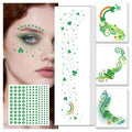 EMOME St Patrick Day Accessories, St Patrick's Day Glitter Shamrock Face Tattoo with Green Face Gems and Faux Freckles, Saint Patrick's Day Makeup Art Decorations Gift for Women