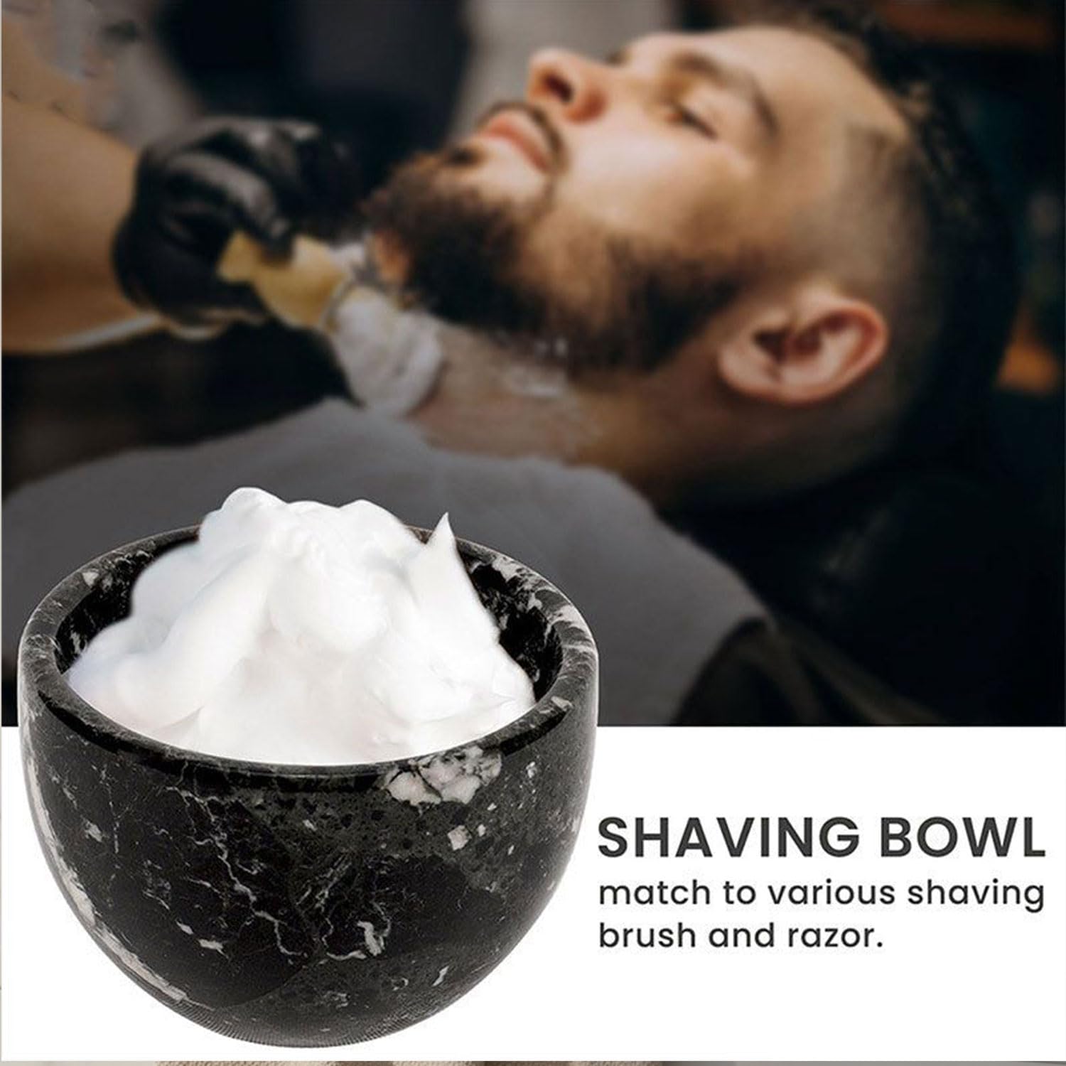 Radicaln Marble Shaving Bowl 3" Inch Marinara Handmade Shave Soap Holder for Men, Barber Accessories & Supplies, Luxury Stone Bowl for Shaving Cream & Aftershave Foam