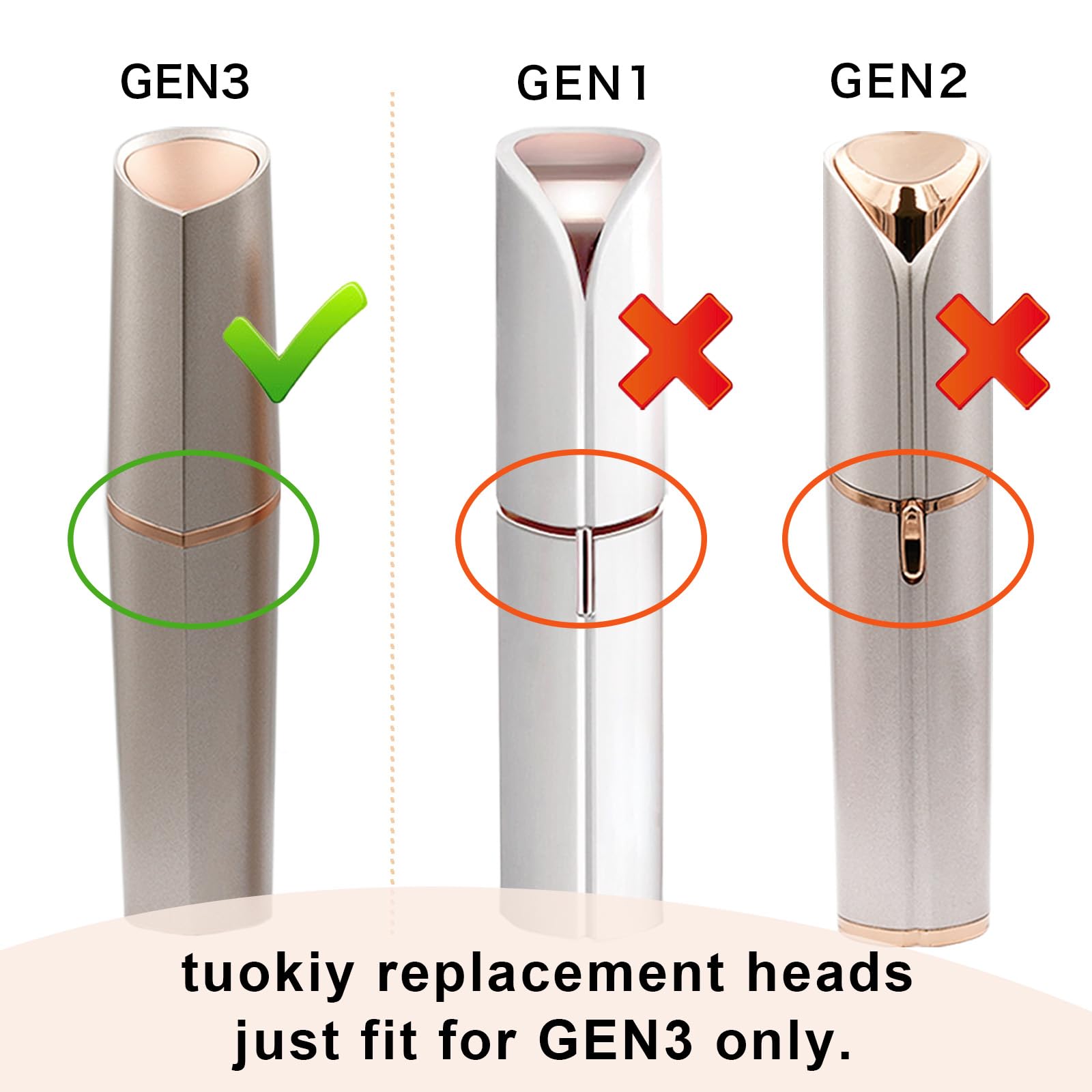 Replacement Heads Generation 3 for Flawless Facial Hair Remover, Replacement Blades for Women 2 Pack Gold