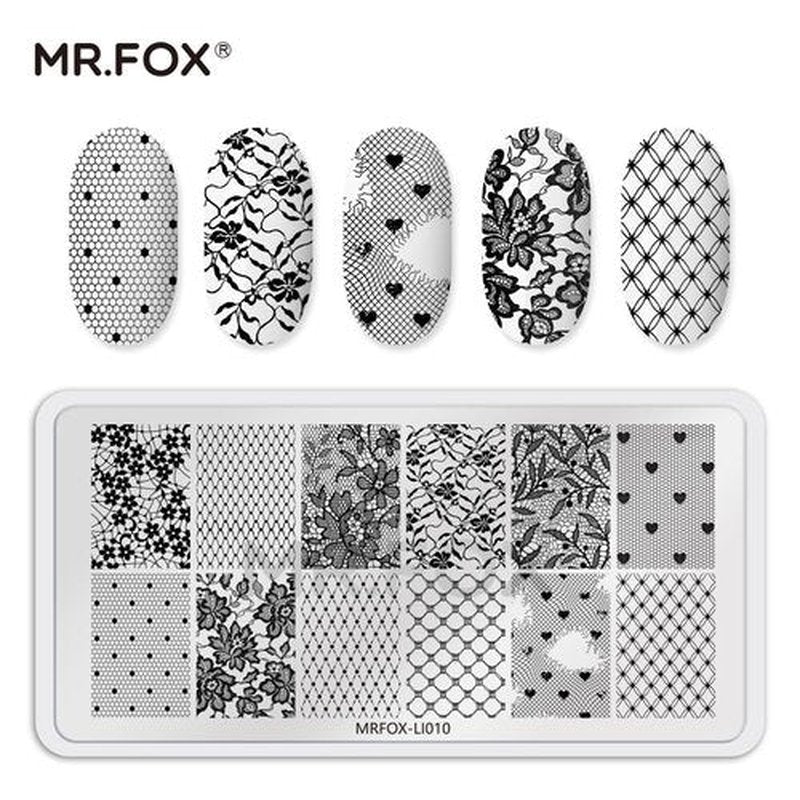 5 Pcs Nail Stencils Plates for Nail Art - Lace Butterfly & Distressed Design, Reusable Stainless Steel Nail Stamping Templates for Manicure