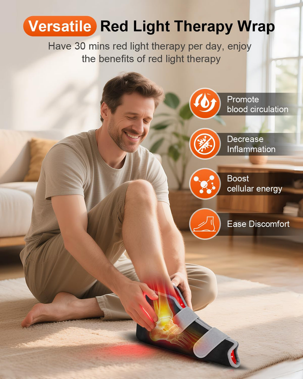 Red Light Therapy for Feet, 99 LED Red & Infrared Light Therapy Shoe Wrap with 660nm & 850nm for Foot Feet Ankle, Up to Foot Size 12