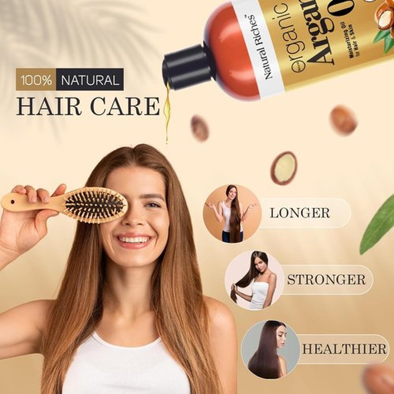 Natural Riches Organic Argan Oil - Deep Moisturizing Hair Serum for Dry & Damaged Hair | 16oz