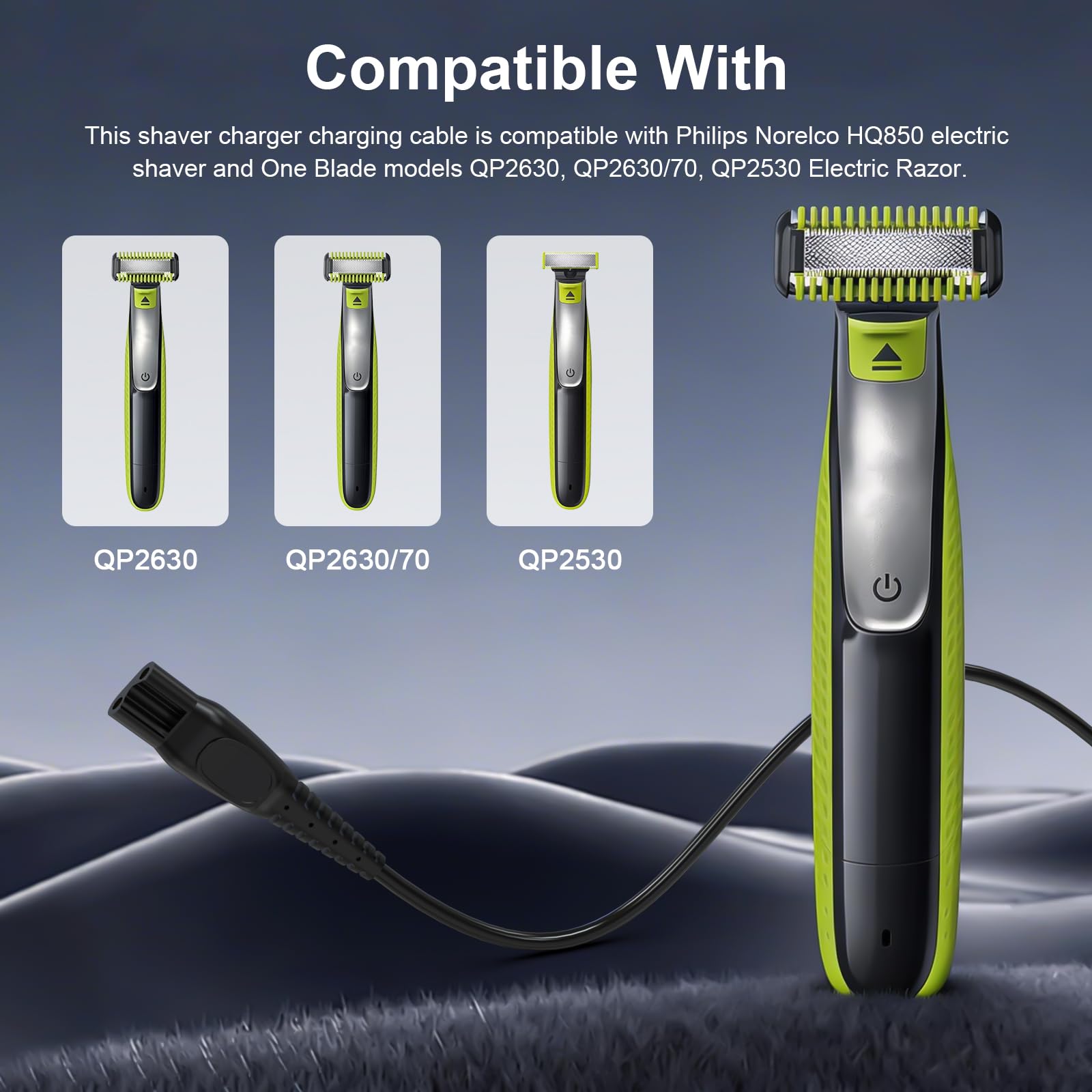 8V Charger Cord Compatible With Philips Norelco HQ850 One Blade QP2630 QP2530 Shaver Electric Razor Trimmer Power Cord