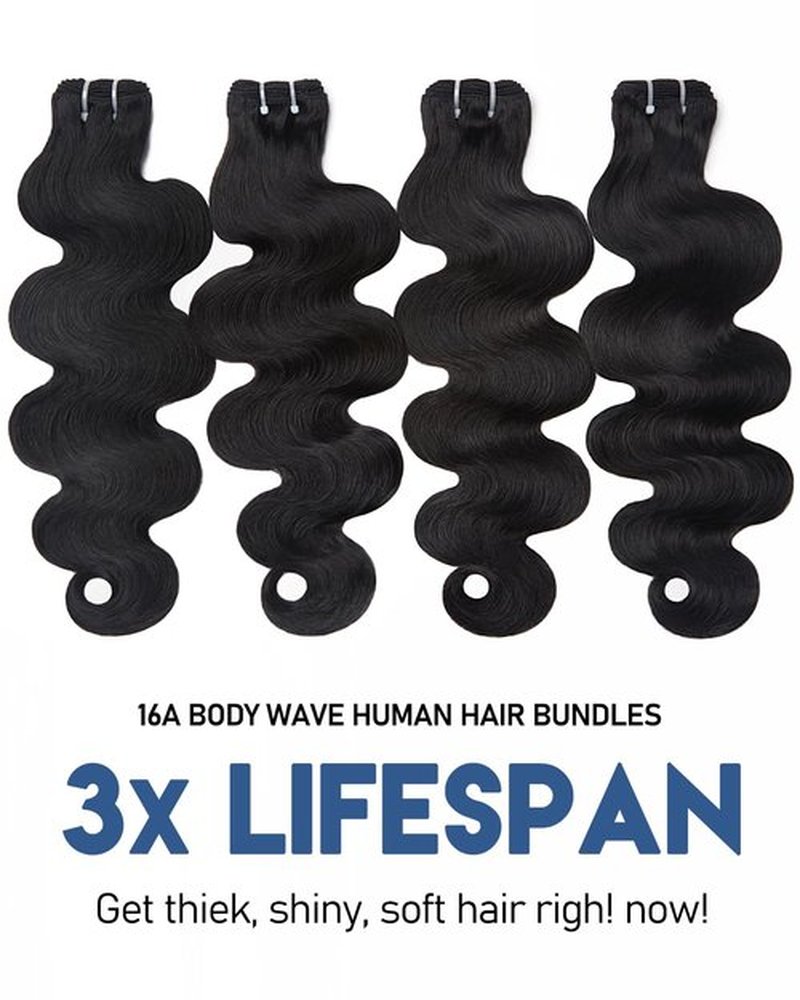 Lucklady 16A Raw Bundles Human Hair Body Wave, 20 Inch Body Wave Bundles Human Hair, Triple Lifespan Virgin Remy hair