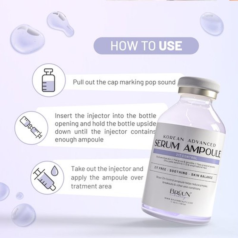 BRÜUN AC - Control Clear and Pure Vita Plus Ampoule - Micro Needling Korean Booster for Face and Body to Use with and without Derma Pen Microneedling Skin Care Serum 1.18 oz