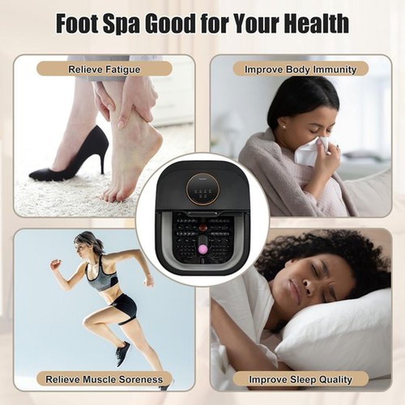FOFOJÔY Foot Spa Bath Massager with Heat, Bubble, Temperature Control, Remote Control, Touchscreen, Pumice Stone, Pedicure Foot Spa Gift for Man Women Mother Father (Plus Size)