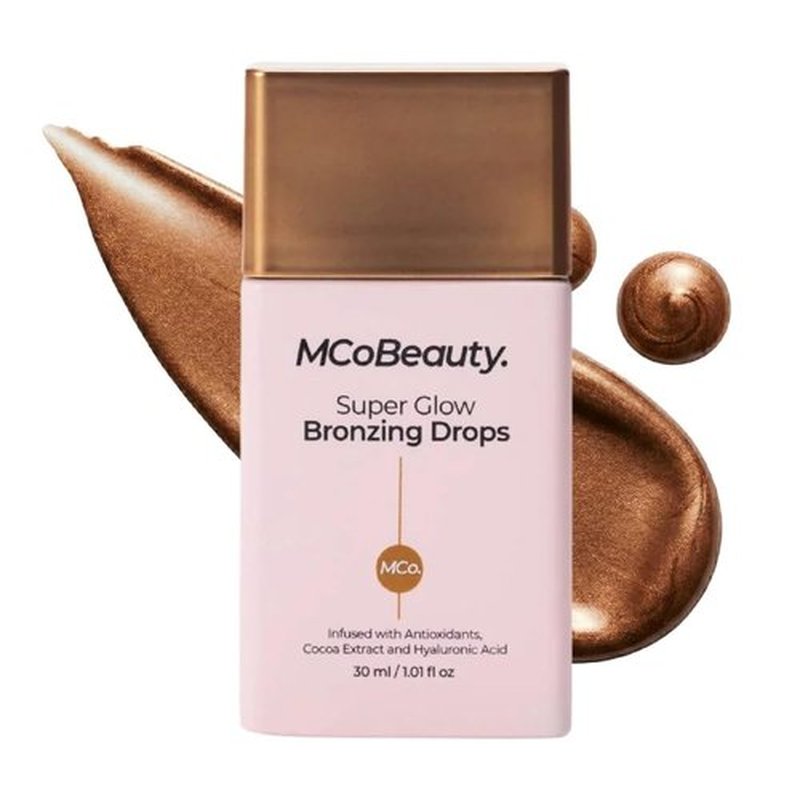 MCoBeauty Super Glow Bronzing Drops - Hydrating Liquid Bronzer in Sun Kissed Shade - Vegan Formula with Jojoba Oil & Hyaluronic Acid