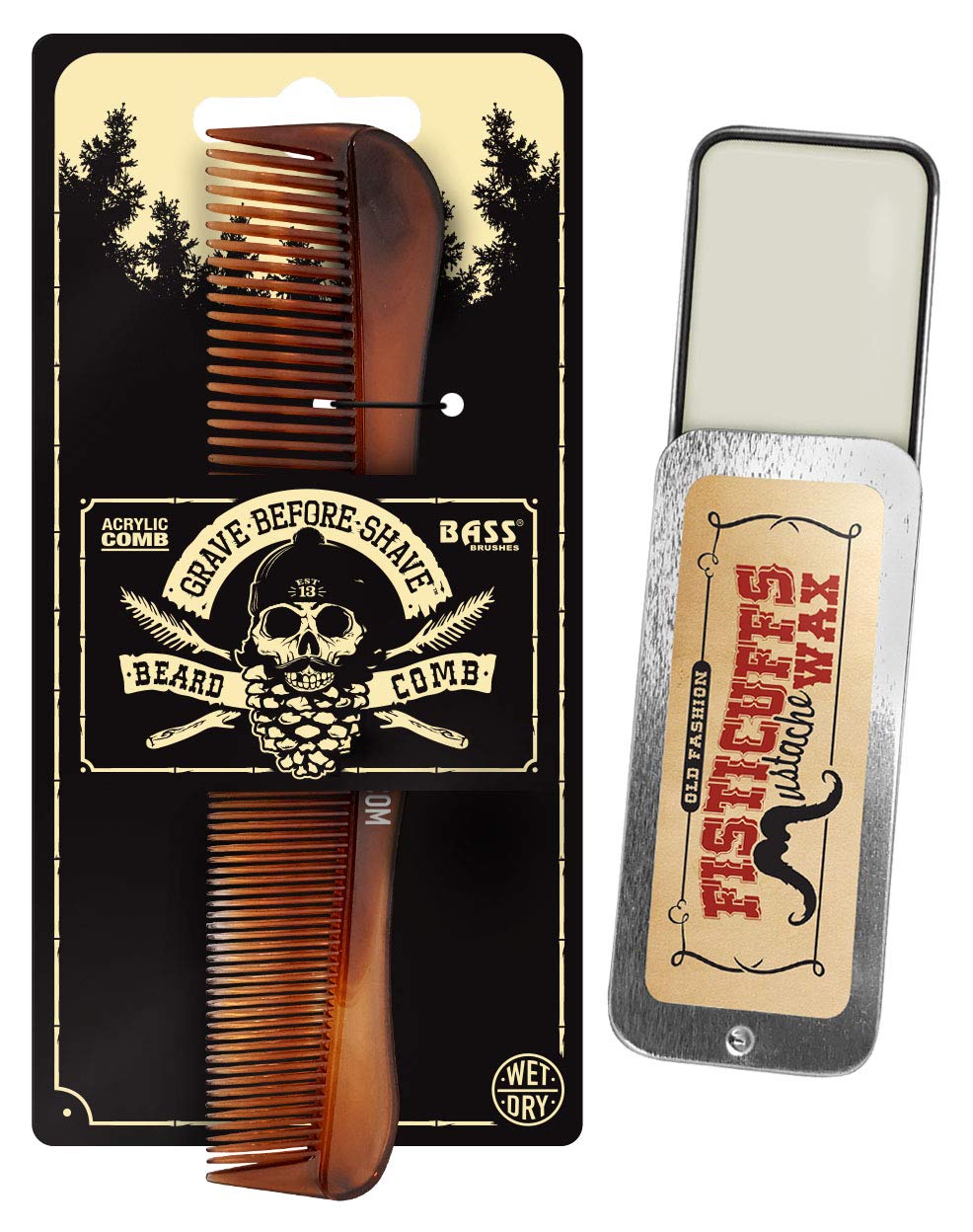 Grave Before Shave Fisticuffs Mustache Wax/Comb set