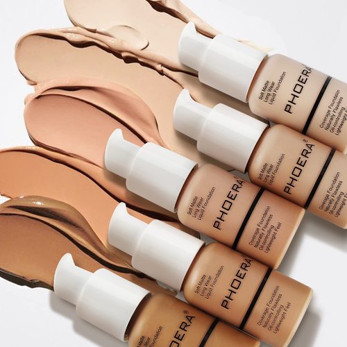 PHOERA Foundation Makeup, Flawless Soft Matte Oil Control Liquid Foundation, Full Coverage Mattle Oil-Control Concealer for Older Women, Great Choice For Gift (#102 Nude)