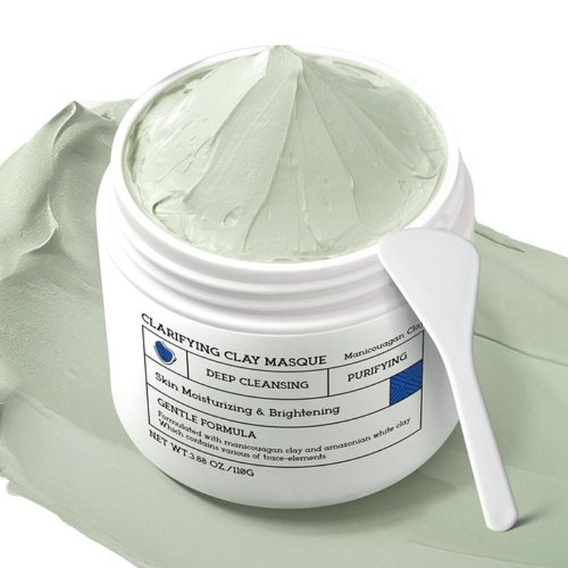 NING DERMOLOGIE Clay Mask for Face & Sensitive Skin: Triple Mud Formula Deep Cleans Pores Reduces Acne Balances Oil & Improves Texture - 3.88 Oz