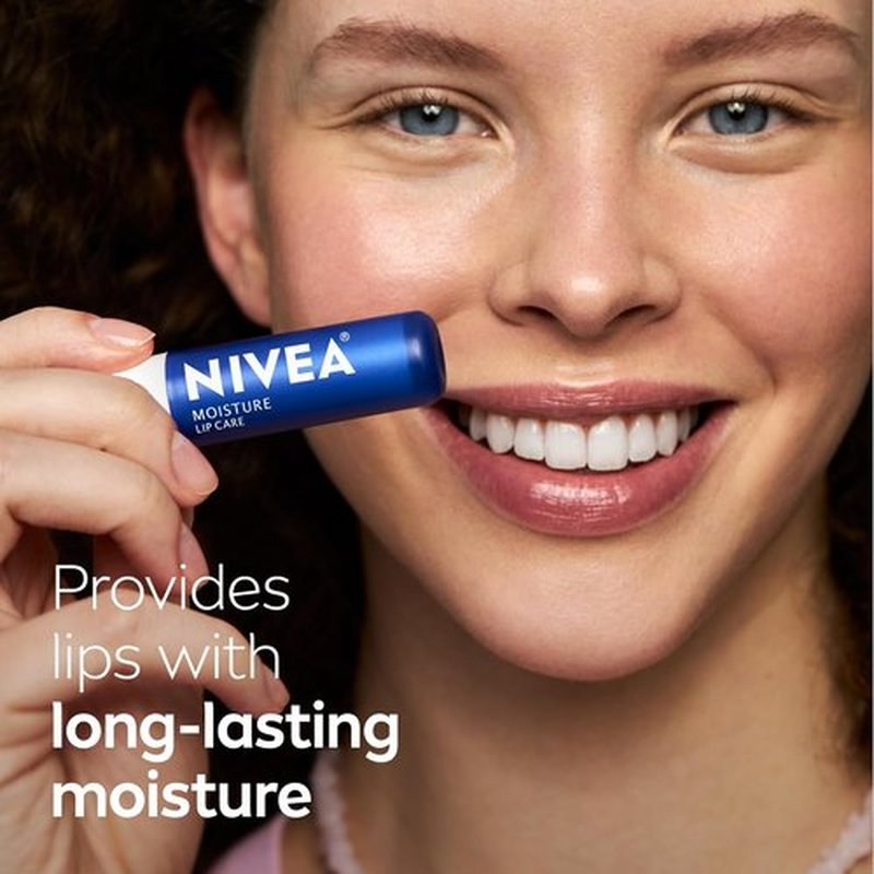 NIVEA Hydrating Lip Balm - Moisture & Repair with Shea Butter, Vitamin C & E | 0.17 Oz Stick, Pack of 4