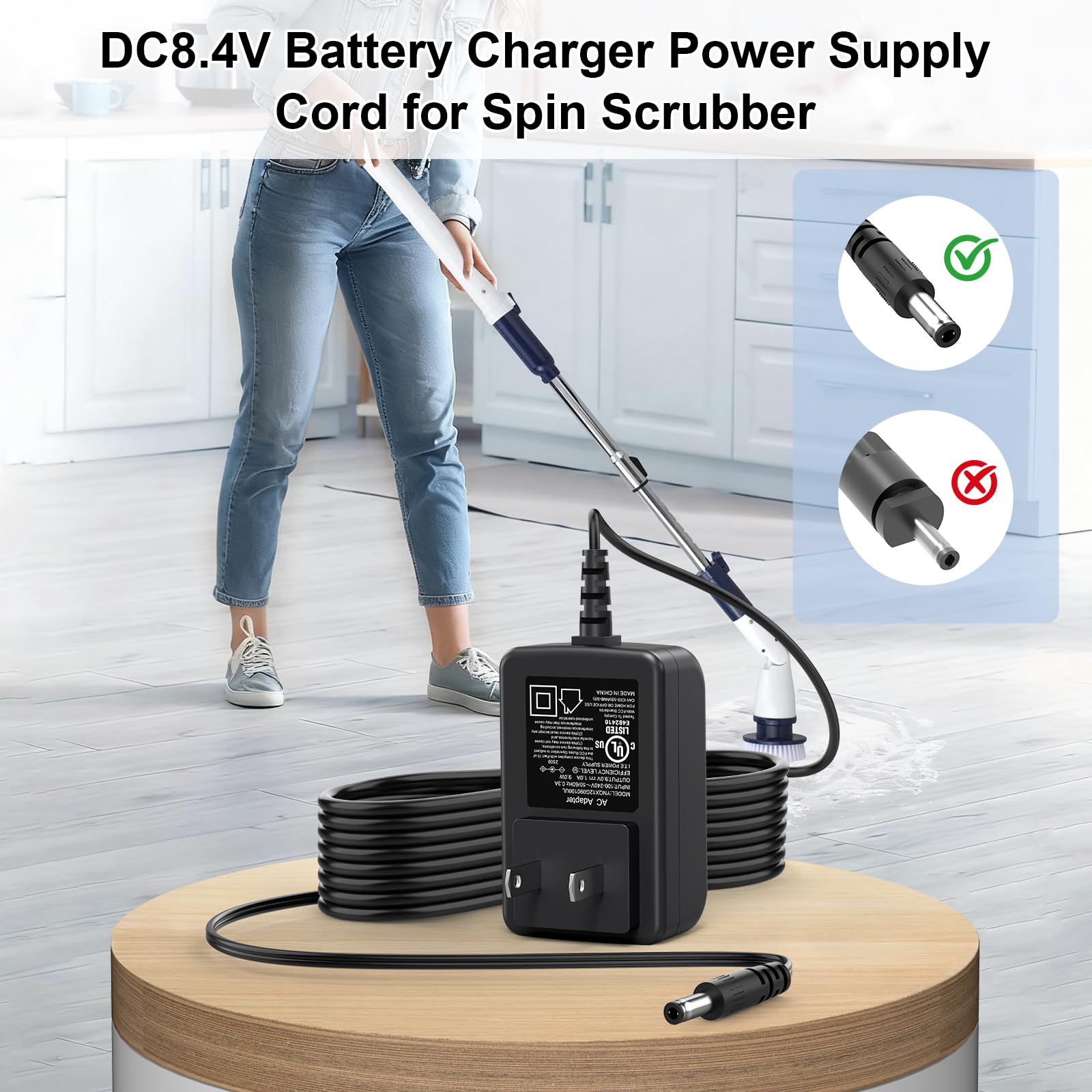 8.4V Adapter Charger Replacement for Casabella 8501010 Spin Scrubber