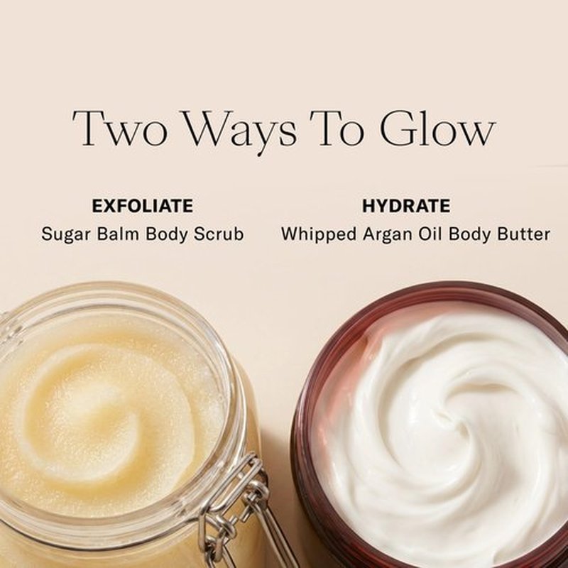 Josie Maran Argan Sugar Balm Body Scrub - Exfoliating Sugar Scrub with 100% Pure Argan Oil & Coconut Oil - Softens, Smoothes & Hydrates Dry Skin - Vegan + Cruelty Free - Vanilla Bean (10 oz)