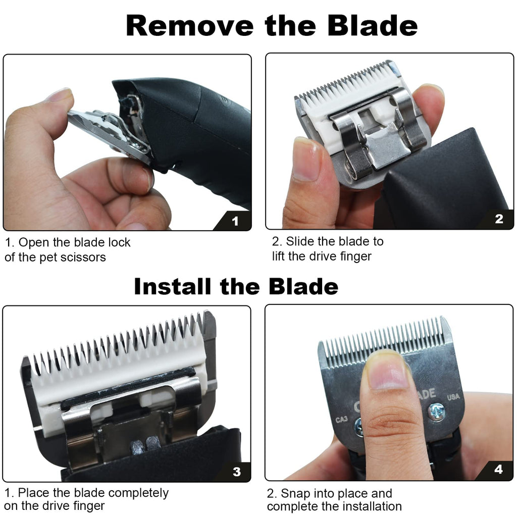 5PACK Dog Grooming Clipper Replacement Blades Compatible with Andis Pet Clipper/Oster A5/Wahl KM Series Dog Clipper with Ceramic Blade & Stainless Steel Blade (#10+5FC+7FC+3FC+4FC)