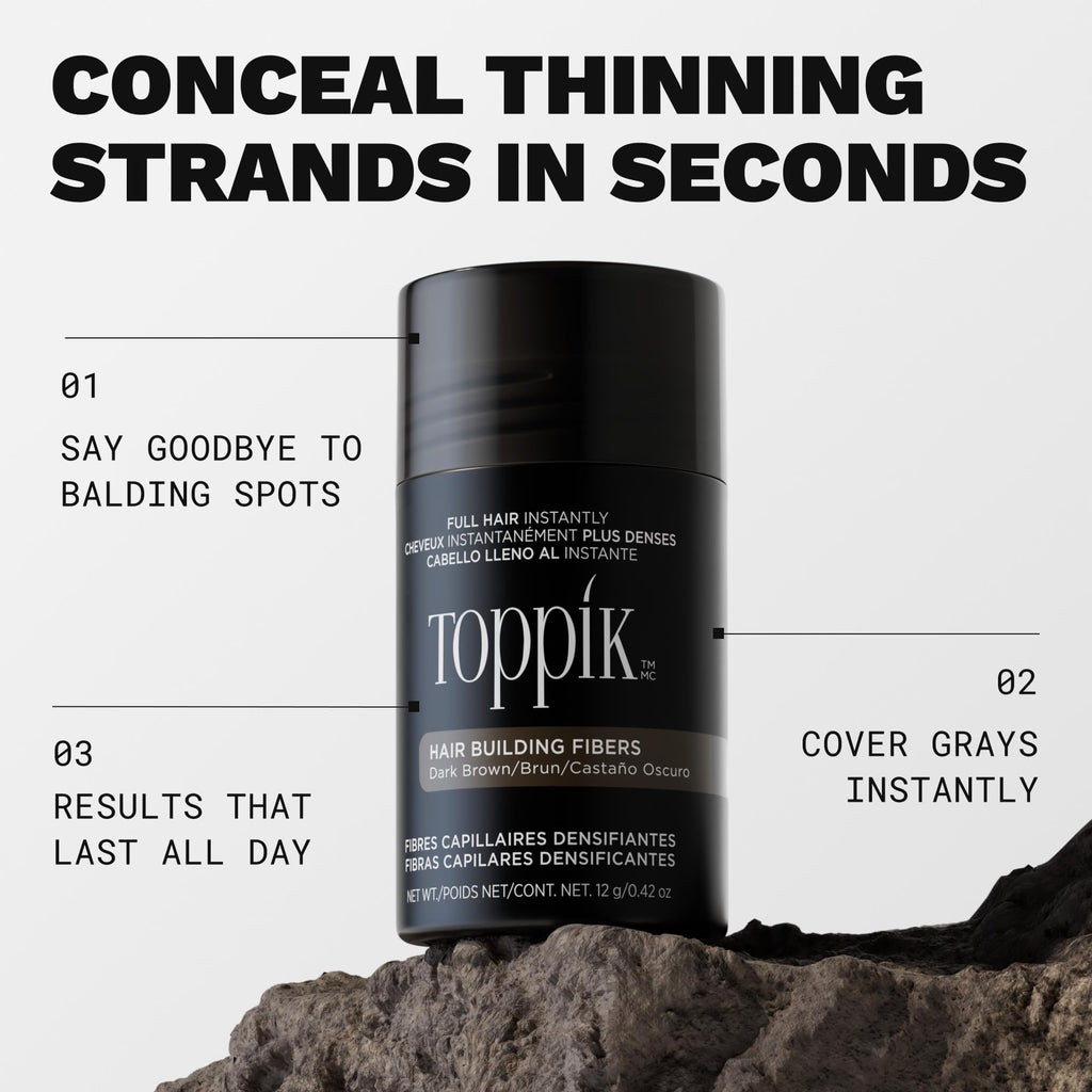 Toppik Hair Building Fibers, Medium Brown, 55g Fill In Fine or Thinning Hair, Instantly Thicker, Fuller Looking, 9 Shades for Men & Women, Keratin Protein Formula