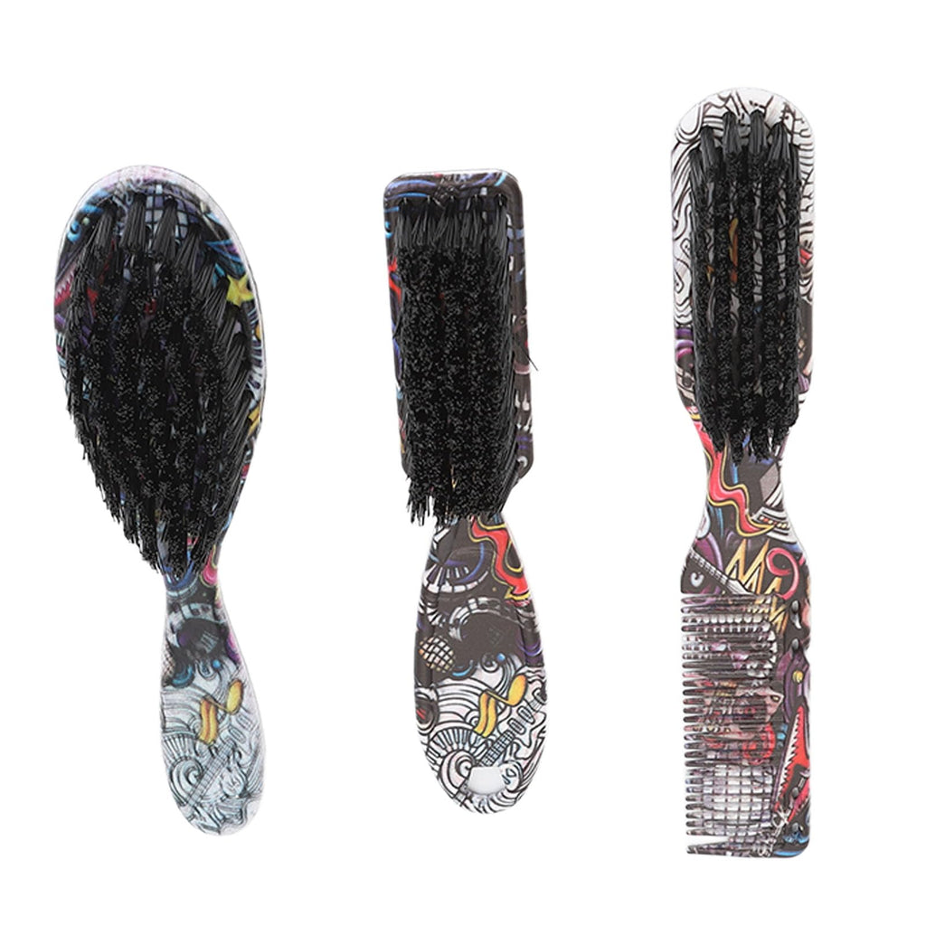 3pcs Men Beard Brush Set 2 in 1 Beard Comb Brush Oil Head Combing Portable Hair Styling Tool