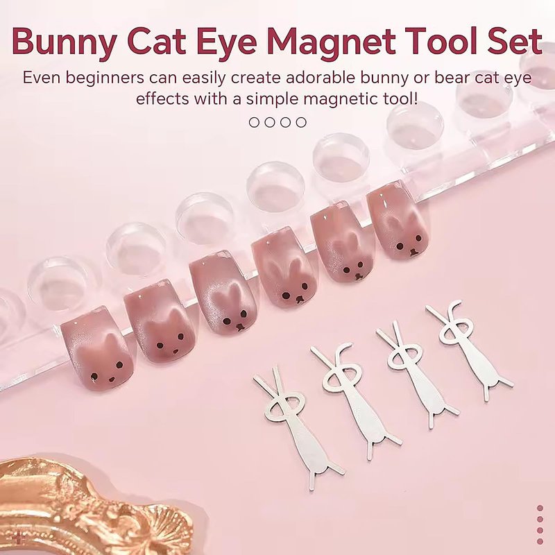 YECIRALA 2 Pcs Cat Eye Magnets For Nails With Bunny And Y-Shape Steel Molds For Cat Eye Gel Polish Nails Art, Multi-Functional Nail Magnets For Nails Heart And Rabbits Cateye Magnets For Nails