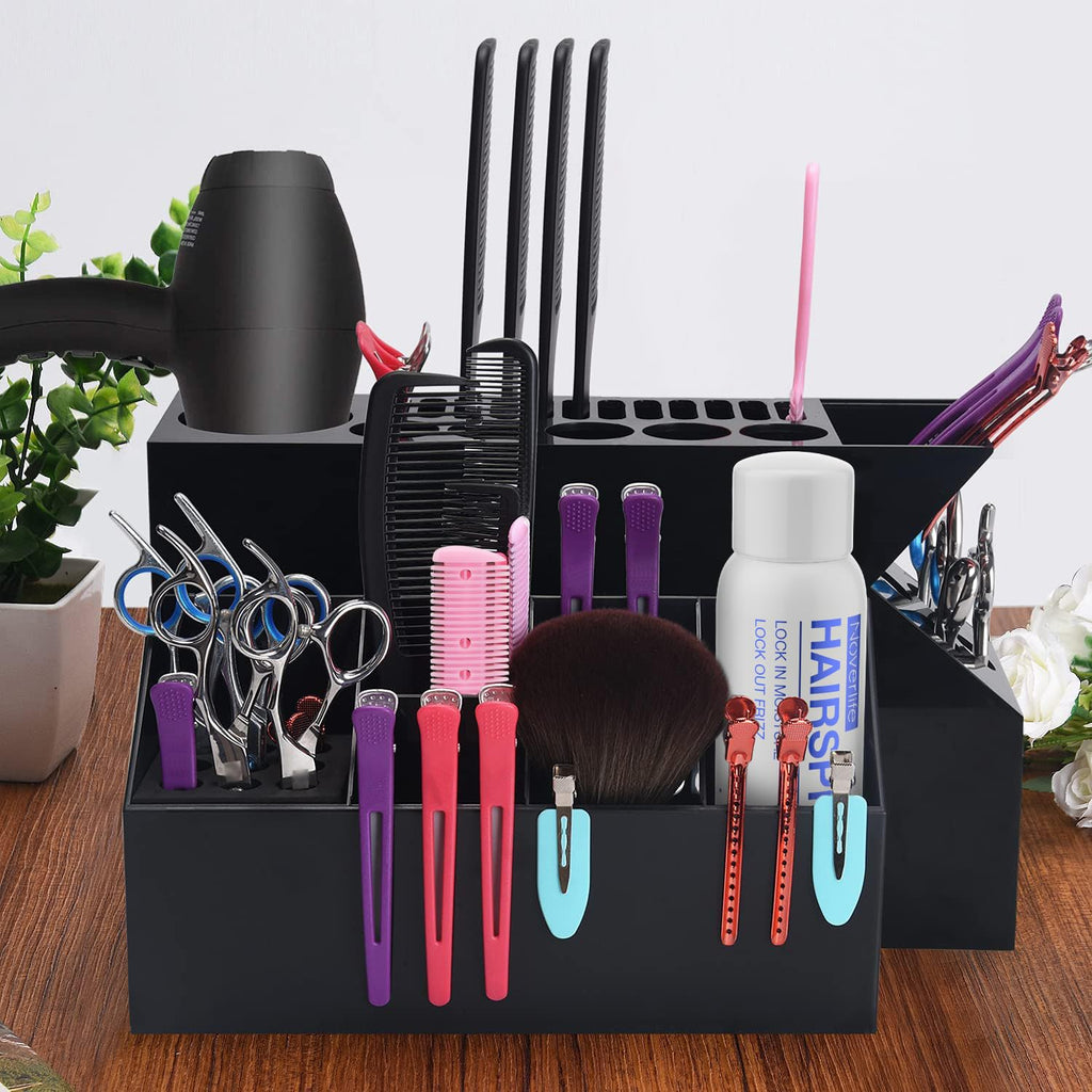Noverlife Salon Hairdressing Organizer Storage Box, Detachable Hair Styling Tools Holder for Comb Clips Scissors, Multifunctional Hair Tools Desktop Keeper, Wear Resistant Washable Salon Shears Block