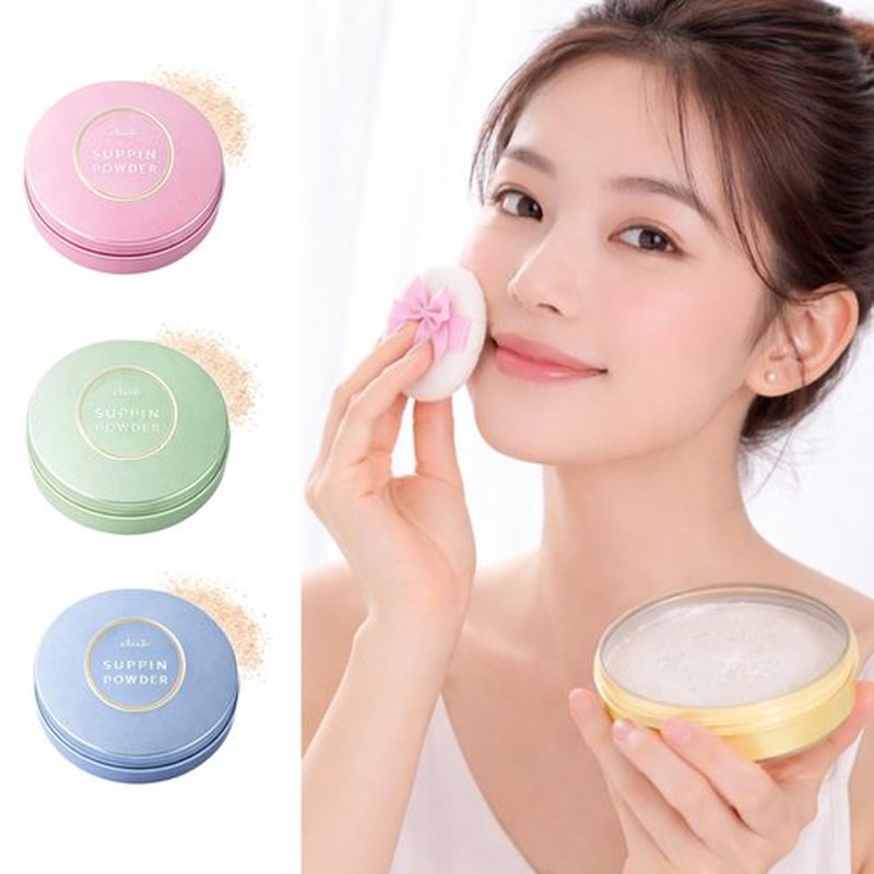 Club Suppin Translucent Pressed Powder makeup, Loose Setting Powder Makeup, Hydrating Face Setting Powder, 24H Long Lasting Overnight Japanese Skincare Made in Japan OSMANTHUS