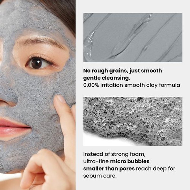 GLAM UP Clean Bubbling Carbonated Clay Mask for Face, Easy-Wash Off Pack, Deep Cleansing, Refreshing Skin Clay Mask, Korean Vegan Skin Care 135ml (4.56 Fl Oz)